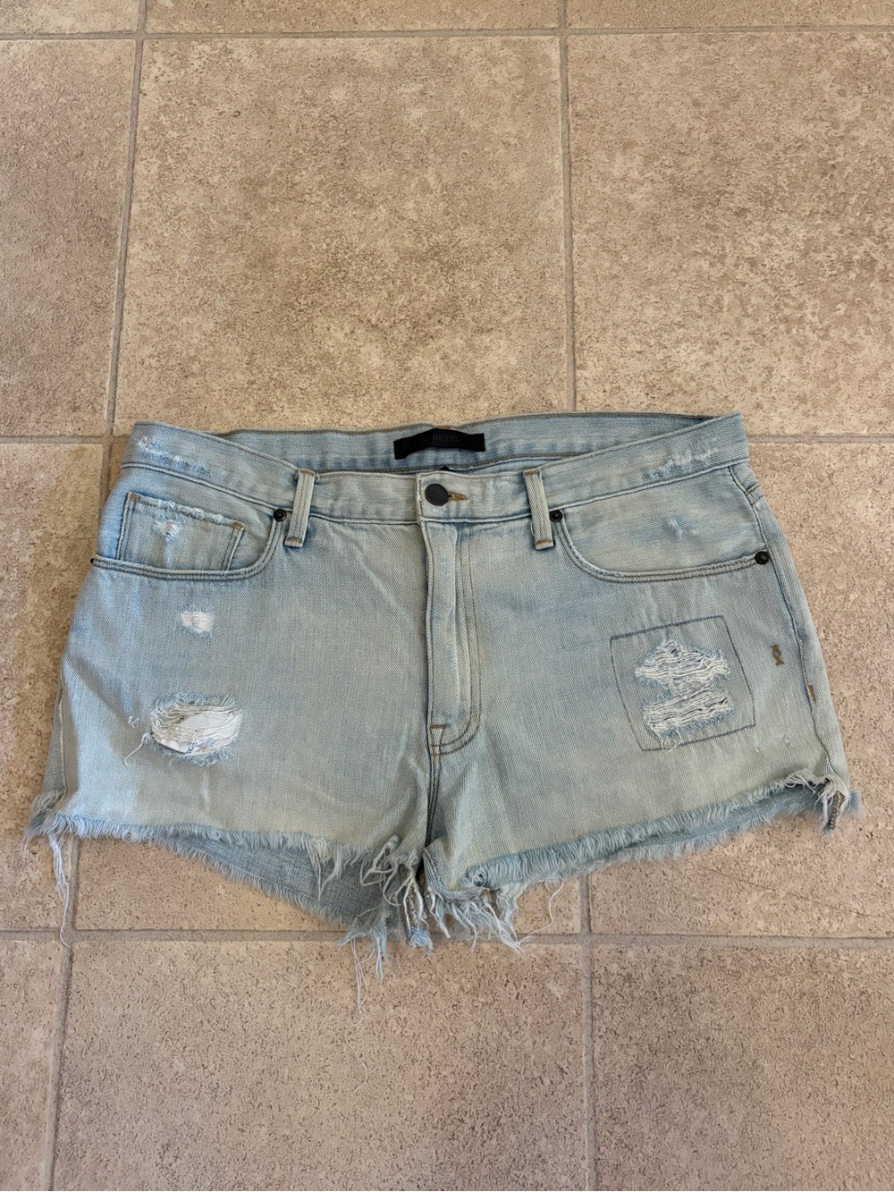 Genetic Light Wash Distressed Denim Shorts